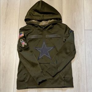 NFL Nike Kids Dallas Cowboys Olive Green Pullover Hoodie Sweatshirt Pocket